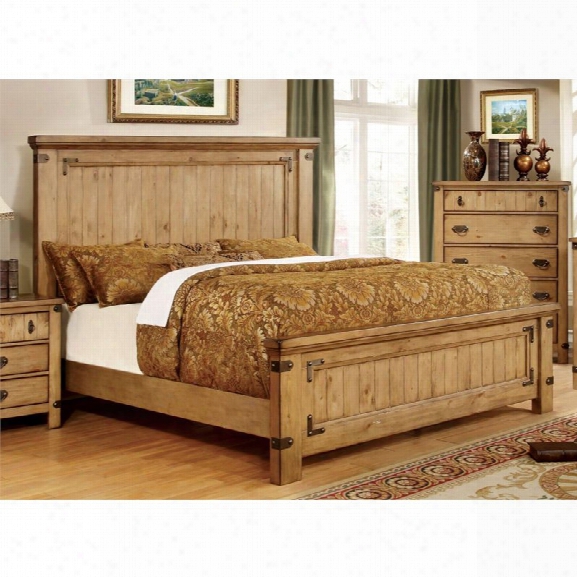 Furniture Of America Sesco King Panel Bed In Burnished Pine