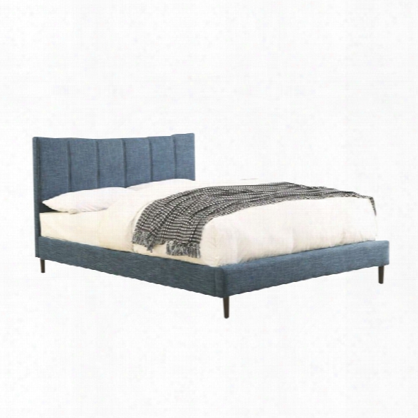 Furniture Of America Sislah Upholstered King Bed In Dark Blue