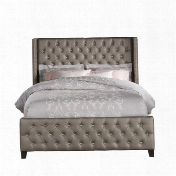 Hillsdale Memphis Faux Leather Upholstered King Panel Bed In Gray