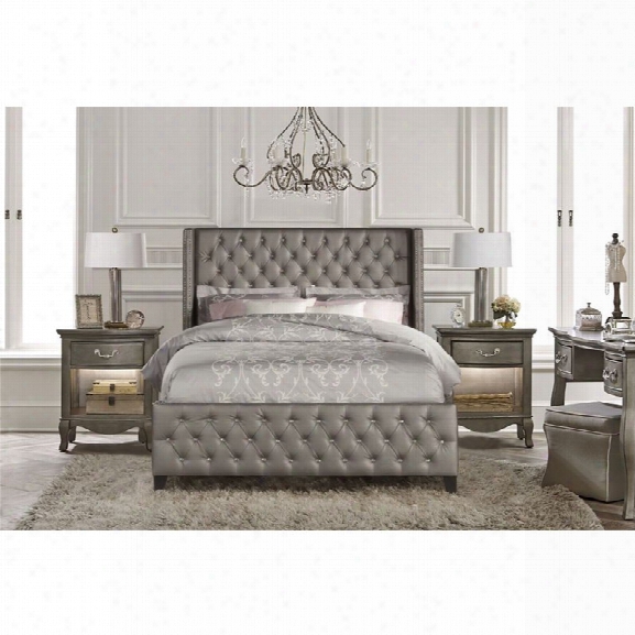 Hillsdale Memphis Faux Leather Upholstered Queen Panel Bed In Gray