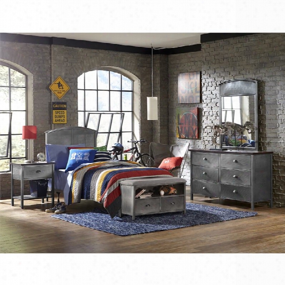 Hillsdale Urban Quarters 4 Piece Twin Panel Bedroom Set In Black Steel