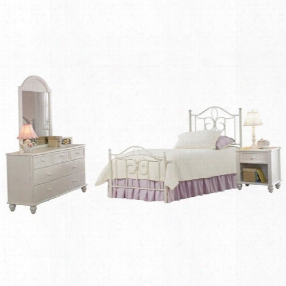 Hillsdale Westfield Metal Poster Bed 4 Piefe Bedroom Set In Off White Finish-twin