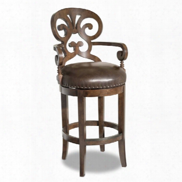 Hooker Furniture Jameson 30 Traditional Leather Bar Stool In Mahogany