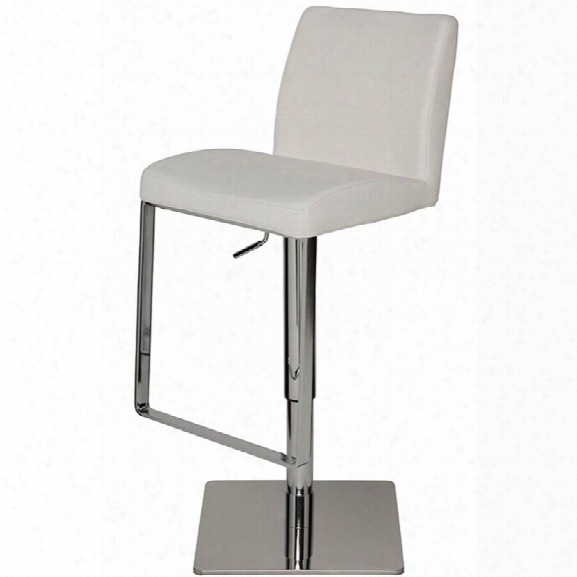 Nuevo Matteo Adjustable Leather Bar Stool In White