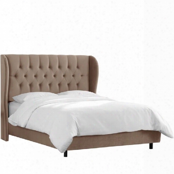 Skyline Tufted Wingback Bed In Velvet Cocoa-full