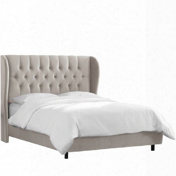 Skyline Tufted Wingback Bed In Velvet Buoyant Grey-full