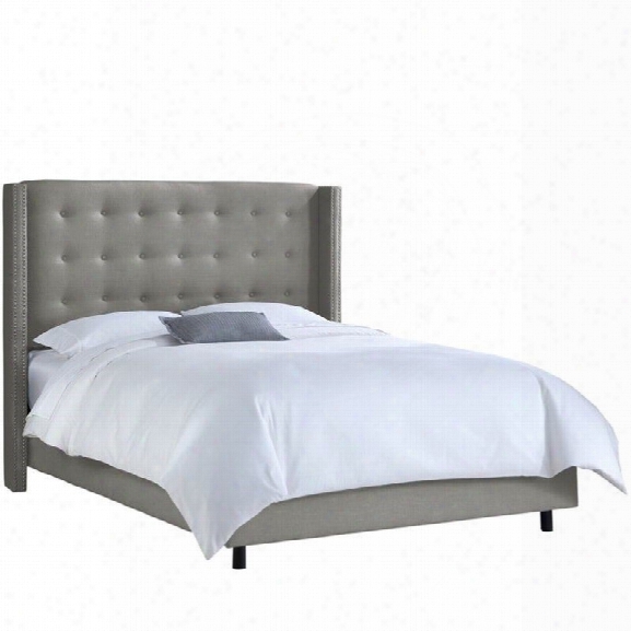 Skyline Wingback Bed In Linen Grey-full