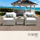 TKC Fairmont 3 Piece Patio Wicker Conversation Set in White