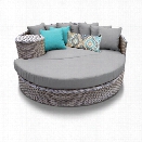 TKC Oasis Round Patio Wicker Daybed in Gray