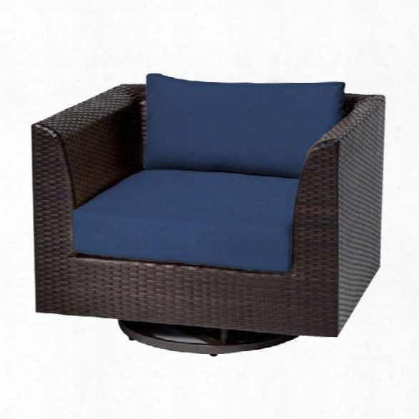 Tkc Barbados Patio Wicker Swivel Chair In Navy