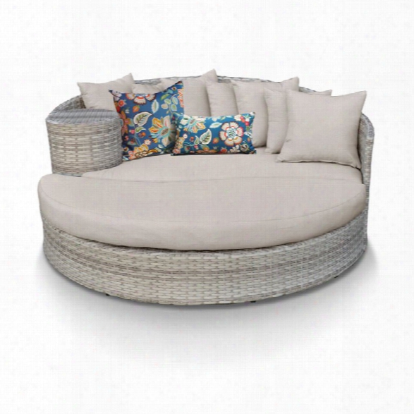 Tkc Fairmont Round Patio Wicker Daybed In Beige