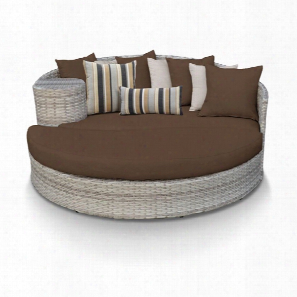 Tkc Fairmont Round Patio Wicker Daybed In Dark Brown