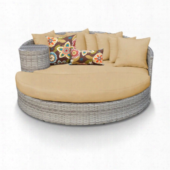 Tkc Fairmont Round Patio Wicker Daybed In Sesame