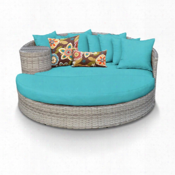 Tkc Fairmont Round Ptaio Wicker Daybed In Turquoise