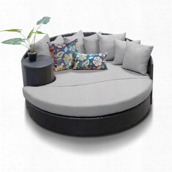 Tkc Newport Round Patio Wicker Daybed In Gray