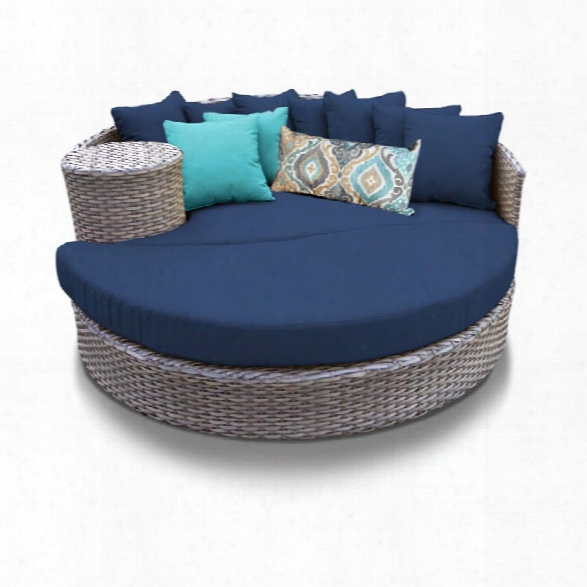 Tkc Oasis Round Patio Wicker Daybed In Navy