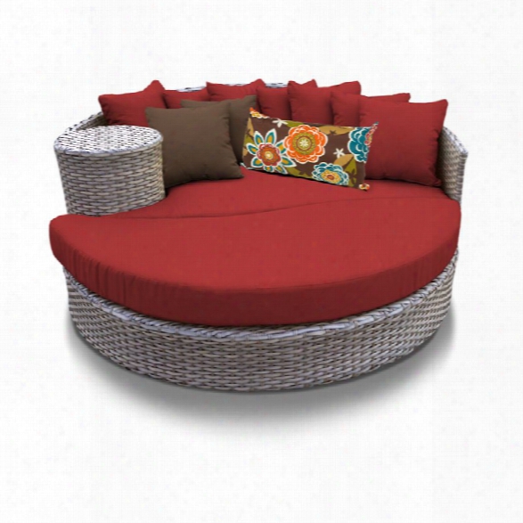 Tkc Oasis Round Patio Wicker Daybed In Red