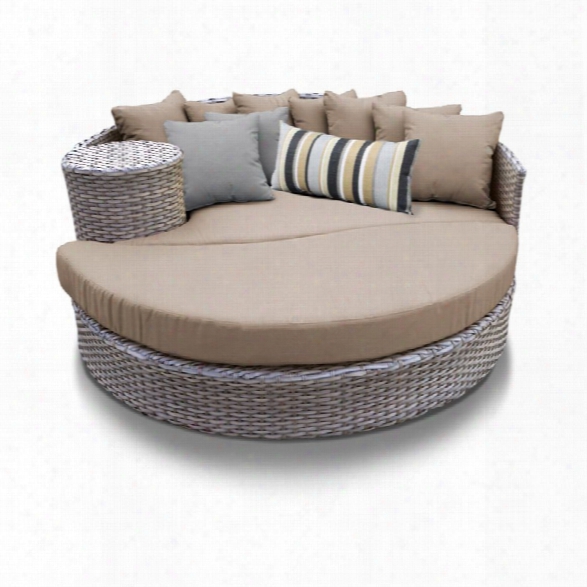 Tkc Oasis Round Patio Wicker Daybed In Wheat