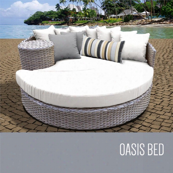 Tkc Oasis Round Patio Wicker Daybed In White