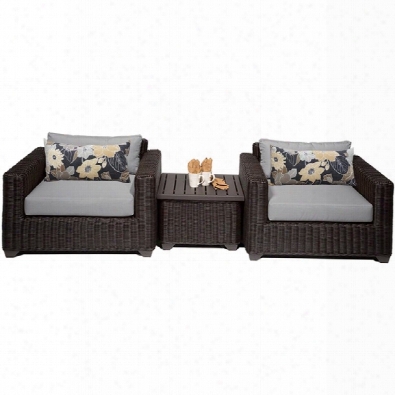 Tkc Venice 3 Piece Patio Wicker Conversation Set In Gray