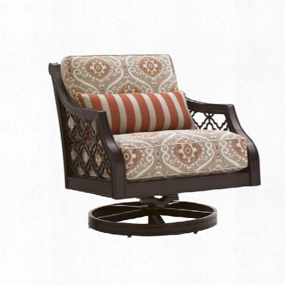 Tommy Bahama Black Sands Patio Swivel Lounge Chair In Taupe Pattern