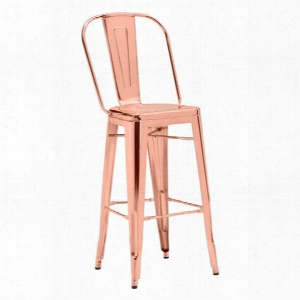 Zuo Elio 46 Bar Stool In Rose Gold (set Of 2)