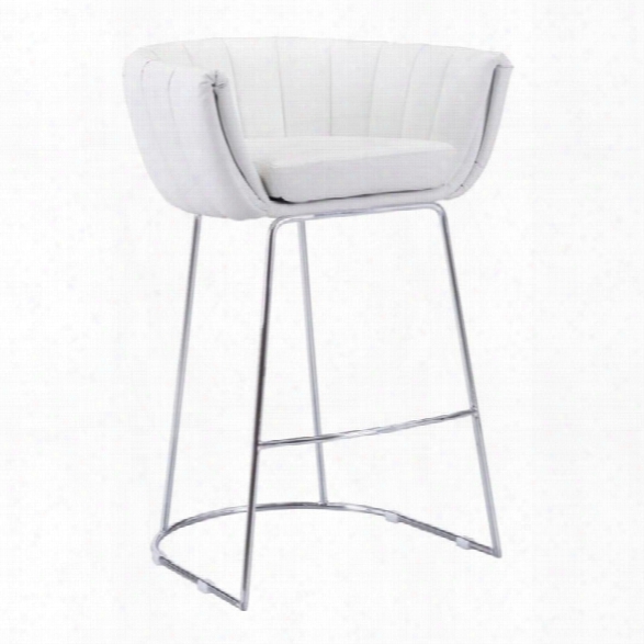 Zuo Latte 36 Faux Leather Bar Stool In White (set Of 2)