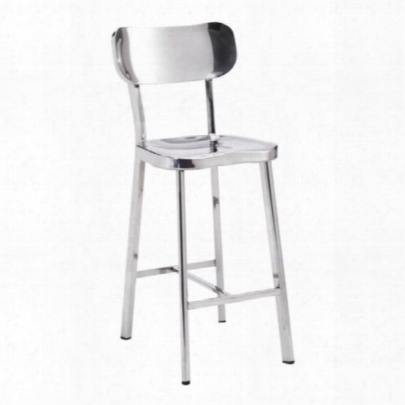 Zuo Winter 37 Bar Stool In Silver (set Of 2)