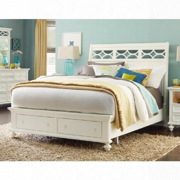 American Drew Lynn Haven King Sleigh Bed With Storage In White