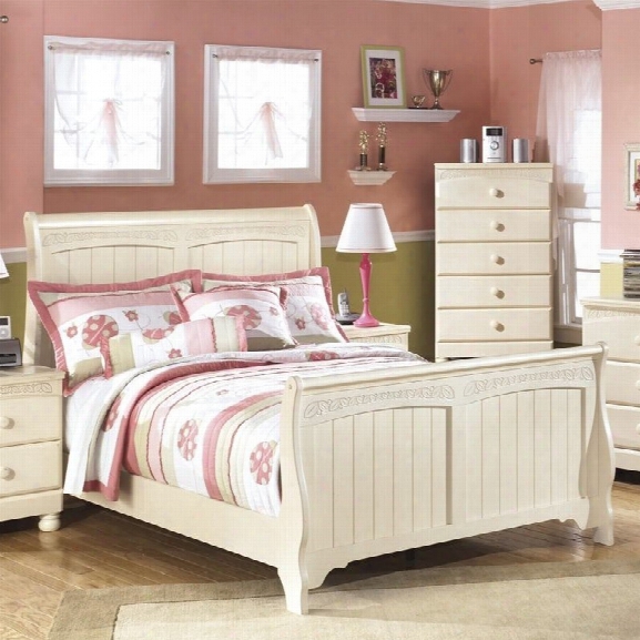 Ashley Cottage Retreat Wood Full Sleigh Bed In Cream