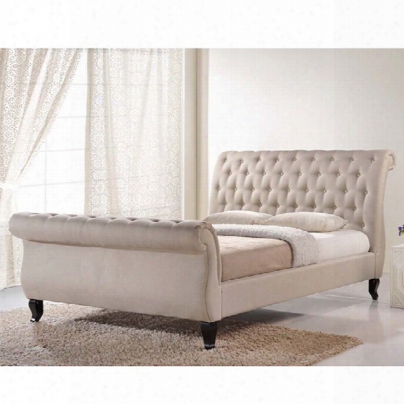 Baxton Studio Antoinette Tufted Queen Sleigh Platform Bed In Beige