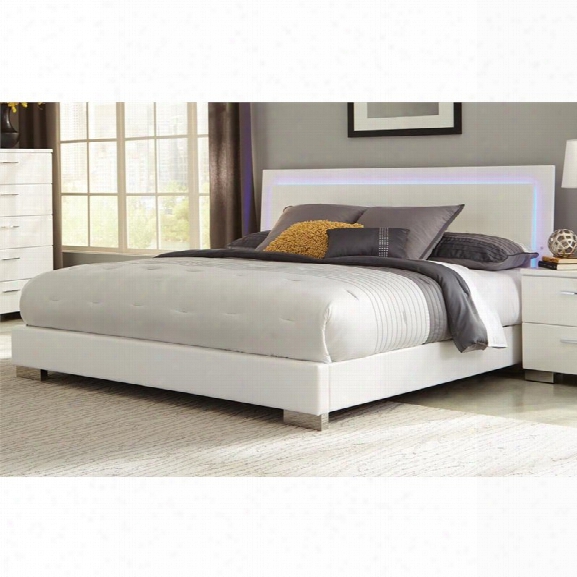 Coaster Felicity California King Led Panel Bed In Glossy White