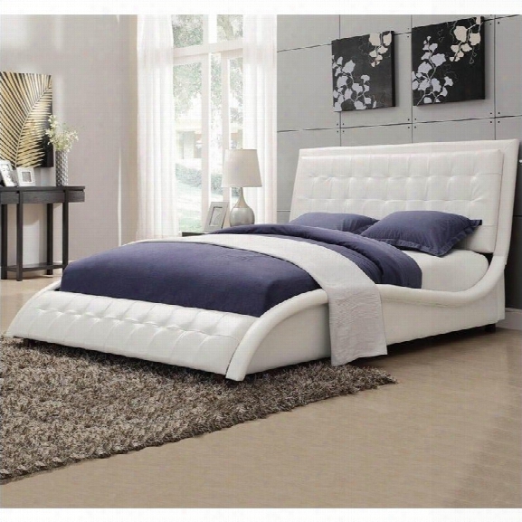 Coaster Tully Upholstered Queen Bed In White Vinyl
