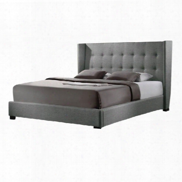 Favela Platform Bed With Upholstered Headboard In Grey-queen