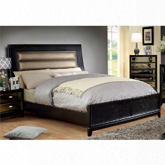Furniture Of America Bettyann King Panel Bed In Black And Gold