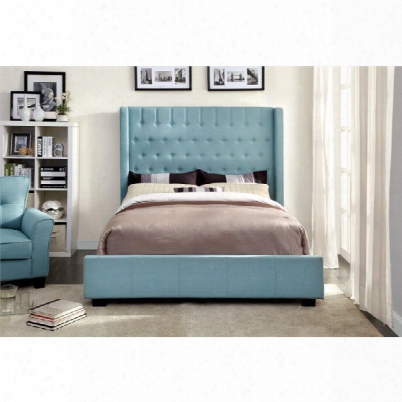 Furniture Of America Elm Queen Tufted Upholstered Bed In Blue