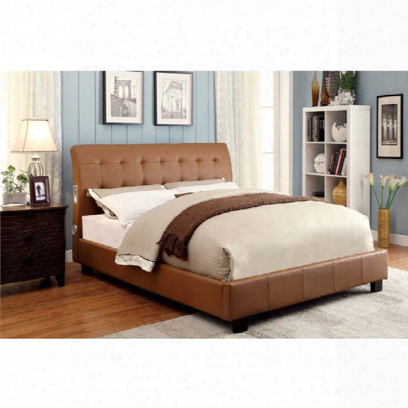 Furniture Of America Junnie Full Tufted Upholstered Bed In Camel