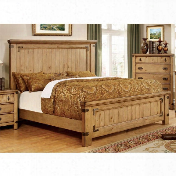 Furniture Of America Sesco Queen Panel Bed In Burnished Pine