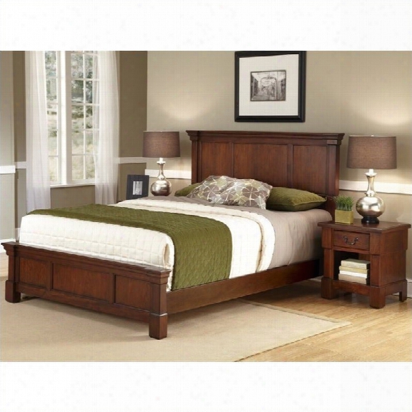 Home Styles Aspen Queen Bed And Night Stand In Rustic Cherry-queen