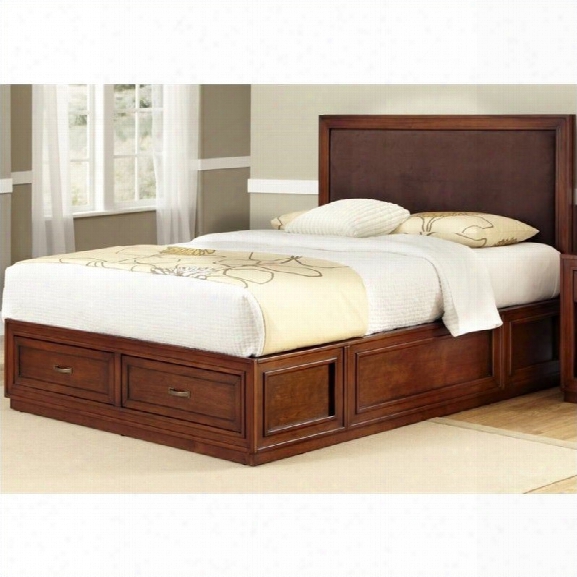 Home Styles Duet Platform King Panel Bed Brown Microfiber Inset