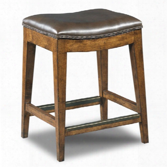 Hooker Furniture Sangria 24 Backless Leather Counter Stool In Medium Wood