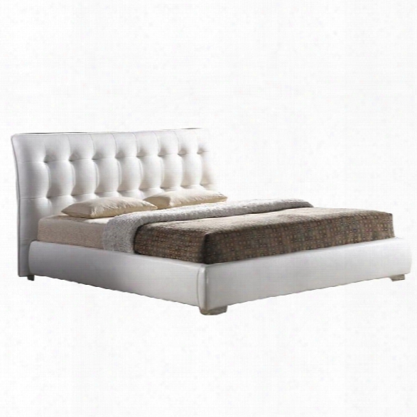 Jeslyn King Platform Bed With Tufted Headboard In White