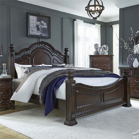 Liberty Furniture Messina Estates King Poster Bed In Cognac