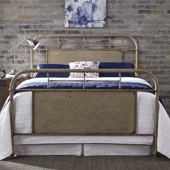 Liberty Furniture Vintage King Metal Bed In Distressed White