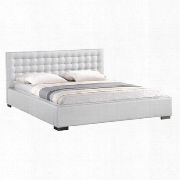 Madison King Platform Bed With Upholstered Headboard In White