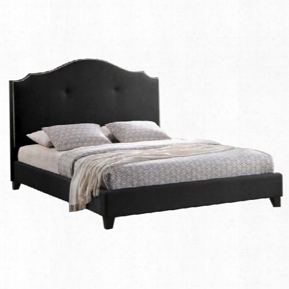 Marsha Scalloped Platform Bed With Upholstered Headboard In Black-queen