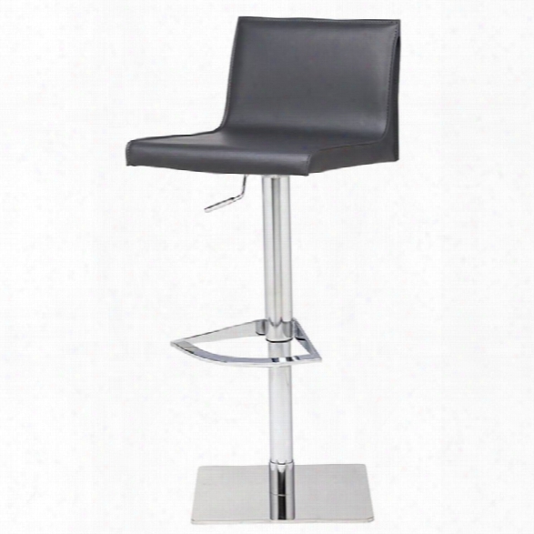 Nuevo Colter Adjustable Leather Bar Stool In Dark Gray