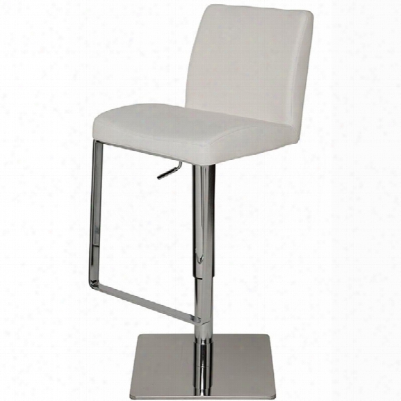 Nuevo Lewis Adjustable Leather Bar Stool In White