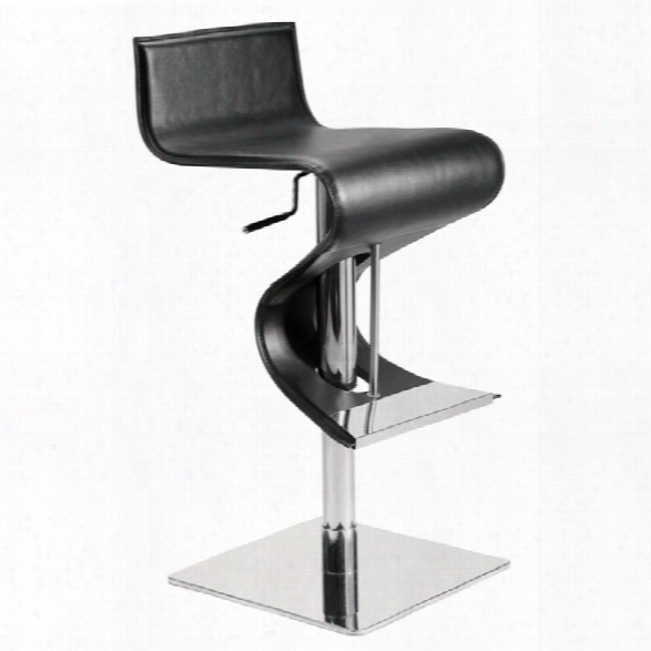 Nuevo Portland Adjustable Leather Bar Stool In Black