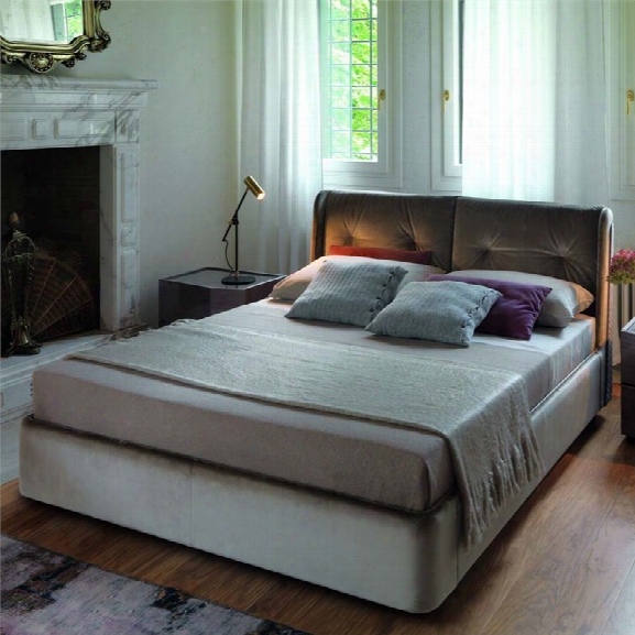 Rossetto Chimera Fabric Upholstered King Bed In Tlrtora And Ecru